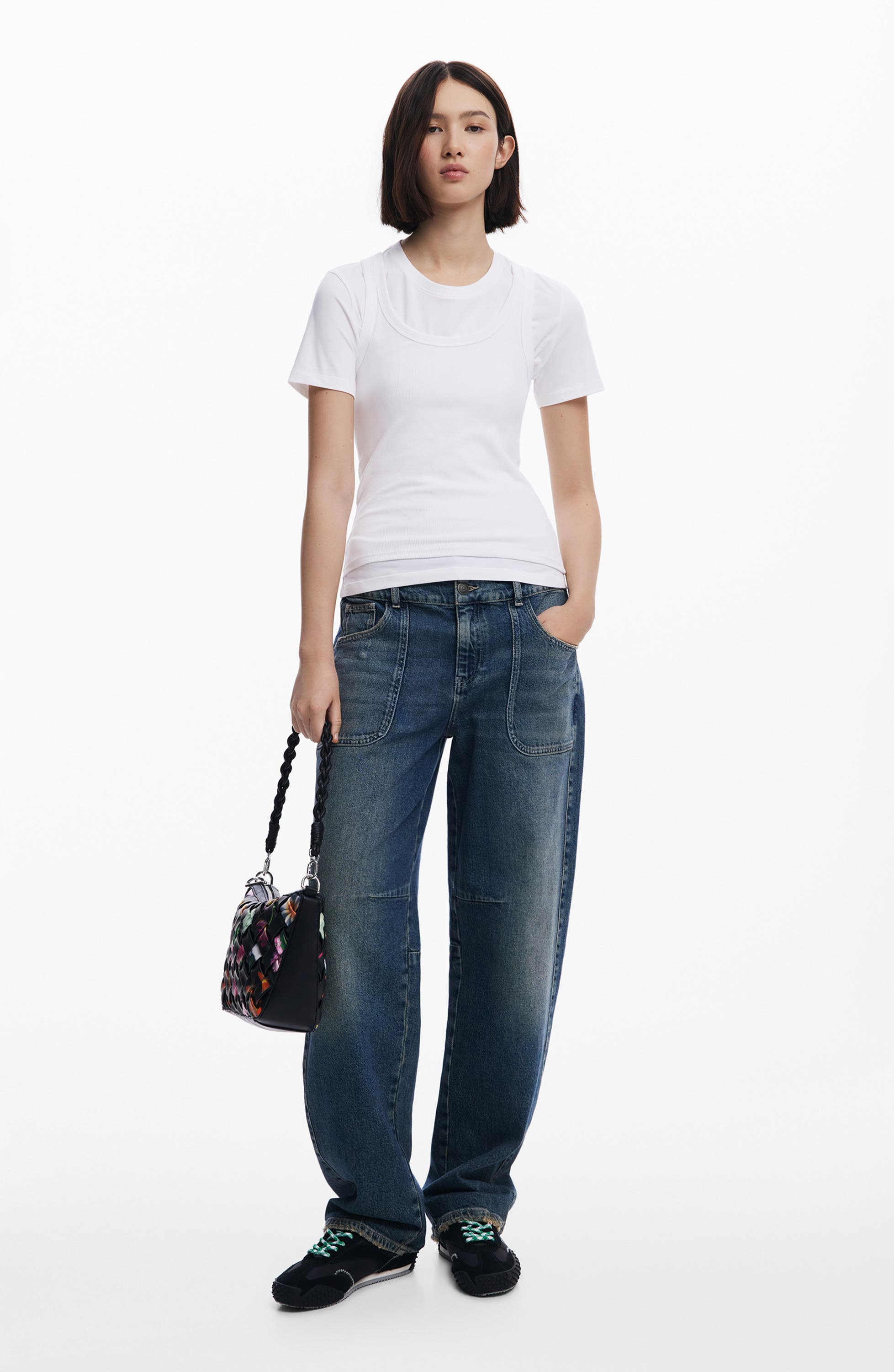 Desigual Floral Woven Shoulder Bag, Alternate, color, 