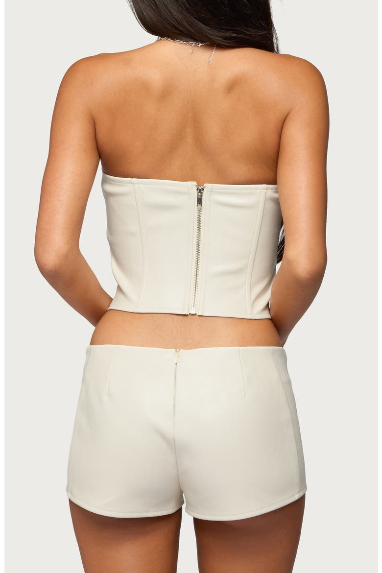 Wilde Faux Leather Corset Top, Alternate, color, OFF-WHITE