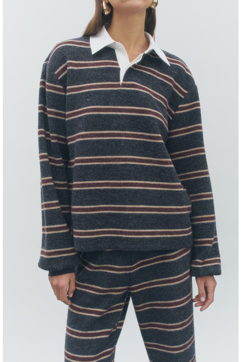 Kate Striped Polo Sweater, Alternate, color, NAVY MULTI