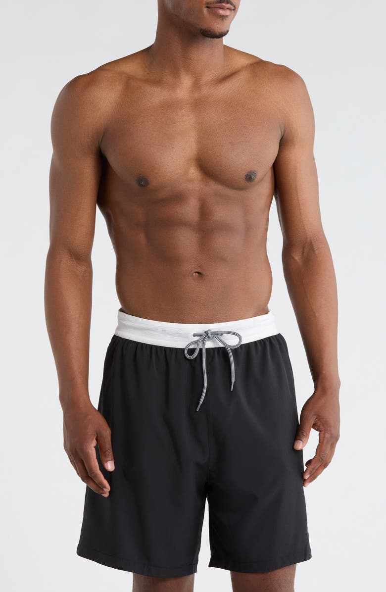 Champion Webbed Elastic Swim Shorts, Main, color, Black