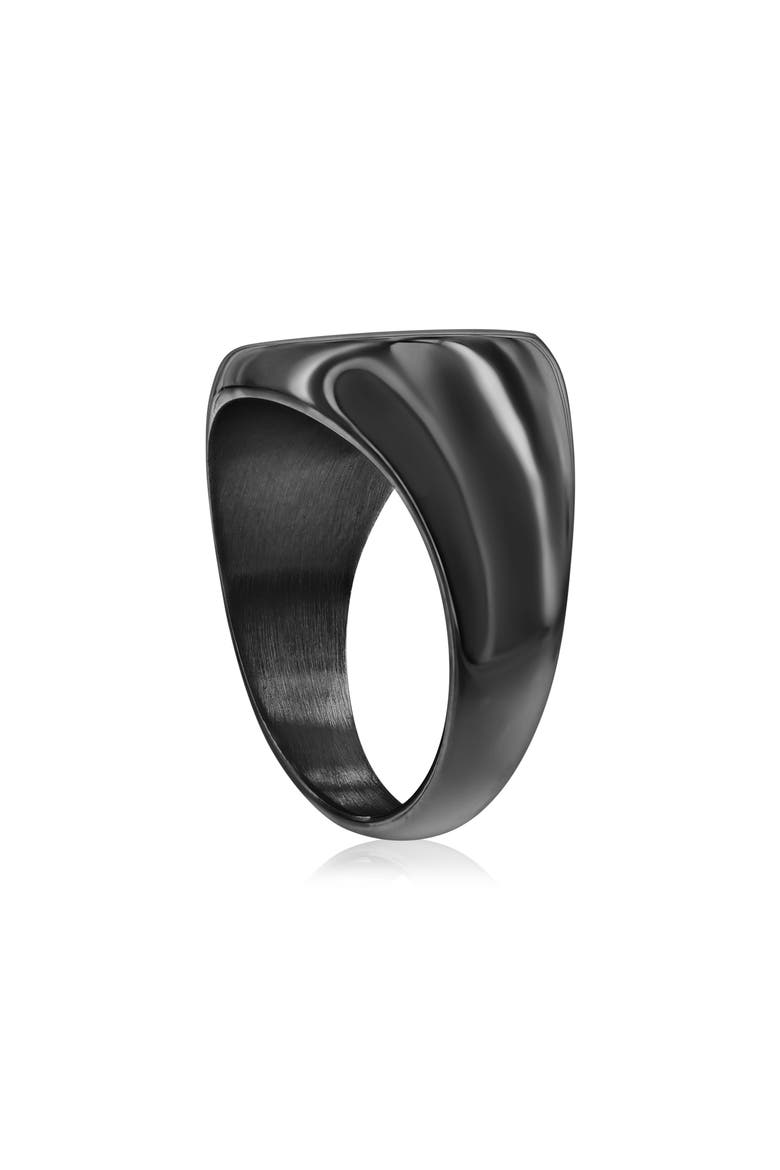Men's Carbon Fiber Signet Ring, Alternate, color, BLACK