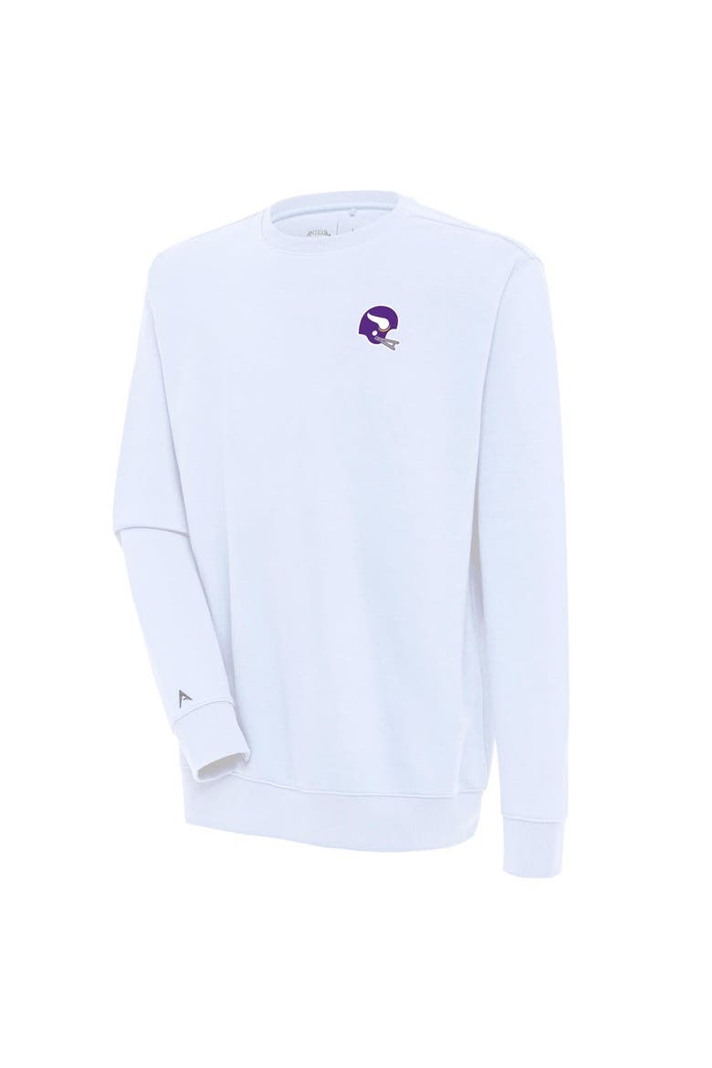 Men's Antigua  White Minnesota Vikings Victory Crewneck Pullover Sweatshirt, Main, color, White
