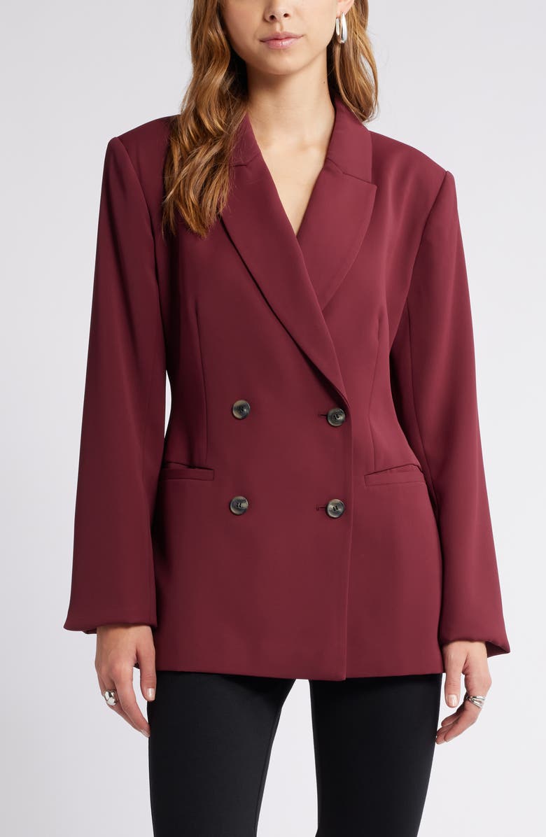 Open Edit Double Breasted Blazer, Main, color, Burgundy Field