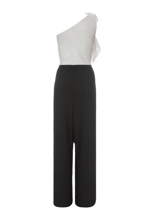 Quiz Scuba Mesh Asymmetric Jumpsuit In Black