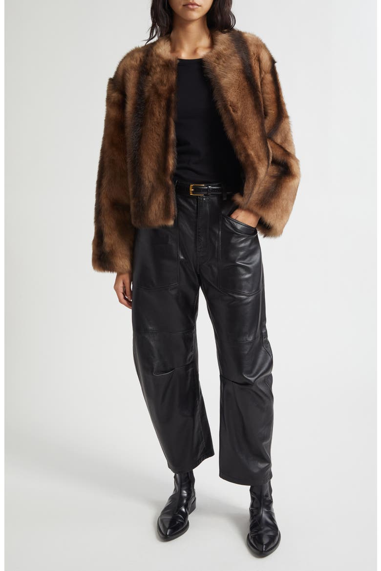 Elan Genuine Shearling Jacket, Alternate, color, CAMEL/ BROWN