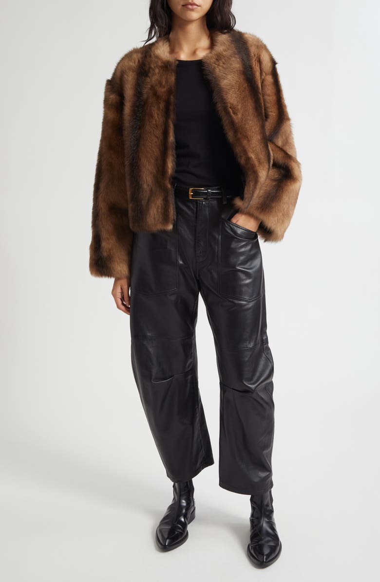 Nili Lotan Elan Genuine Shearling Jacket, Alternate, color, Camel/ Brown