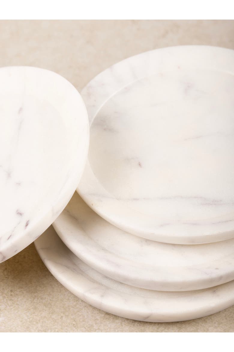 Paloma Marble Coasters, Set of 4, Alternate, color, Ivory White