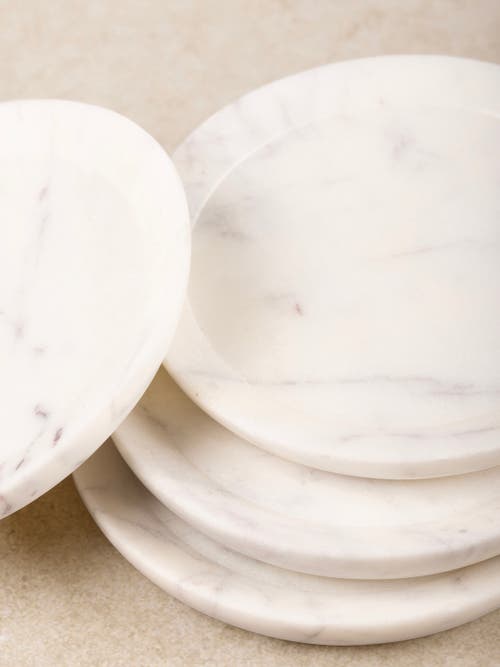 Gauri Kohli Paloma Marble Coasters, Set Of 4 In White