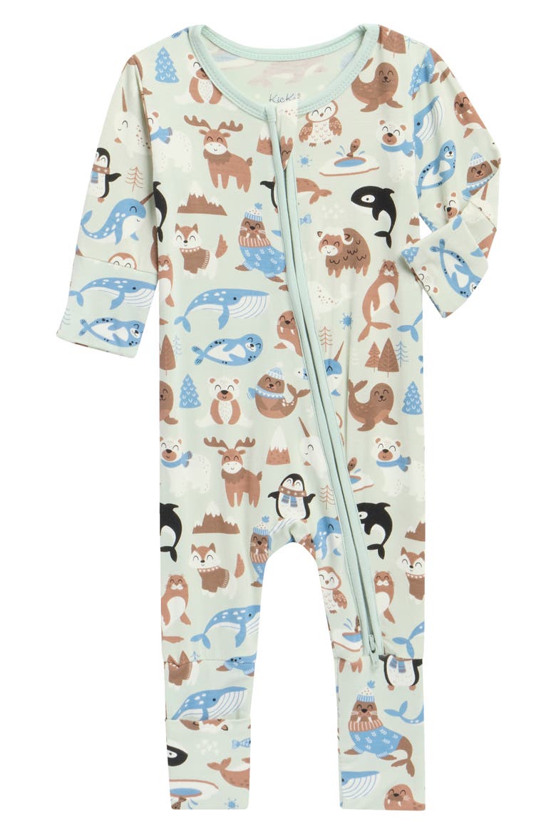 Arctic Animals Print Convertible Footie, Main, color, ALOE ARCTIC ANIMALS