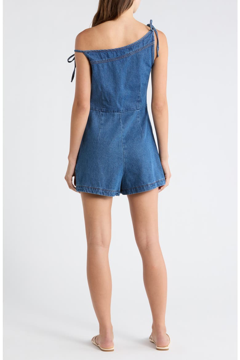 Tatum Off the Shoulder Denim Romper, Alternate, color, DARK DENIM