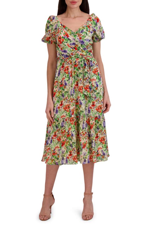 Puff Sleeve Floral Dresses For Women