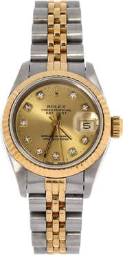 Pre-Owned Rolex Oyster Perpetual Datejust Automatic Watch Stainless Steel and Yellow Gold with Diamond Markers 26