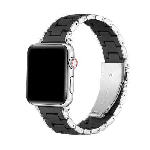 Posh Tech Orla Silicone And Steel Band For Apple Watch In Black