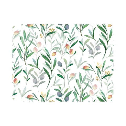 Davanti By Casa Rectangular Vinyl Placemat, 17" X 13", Watercolor Olive Branch Print
