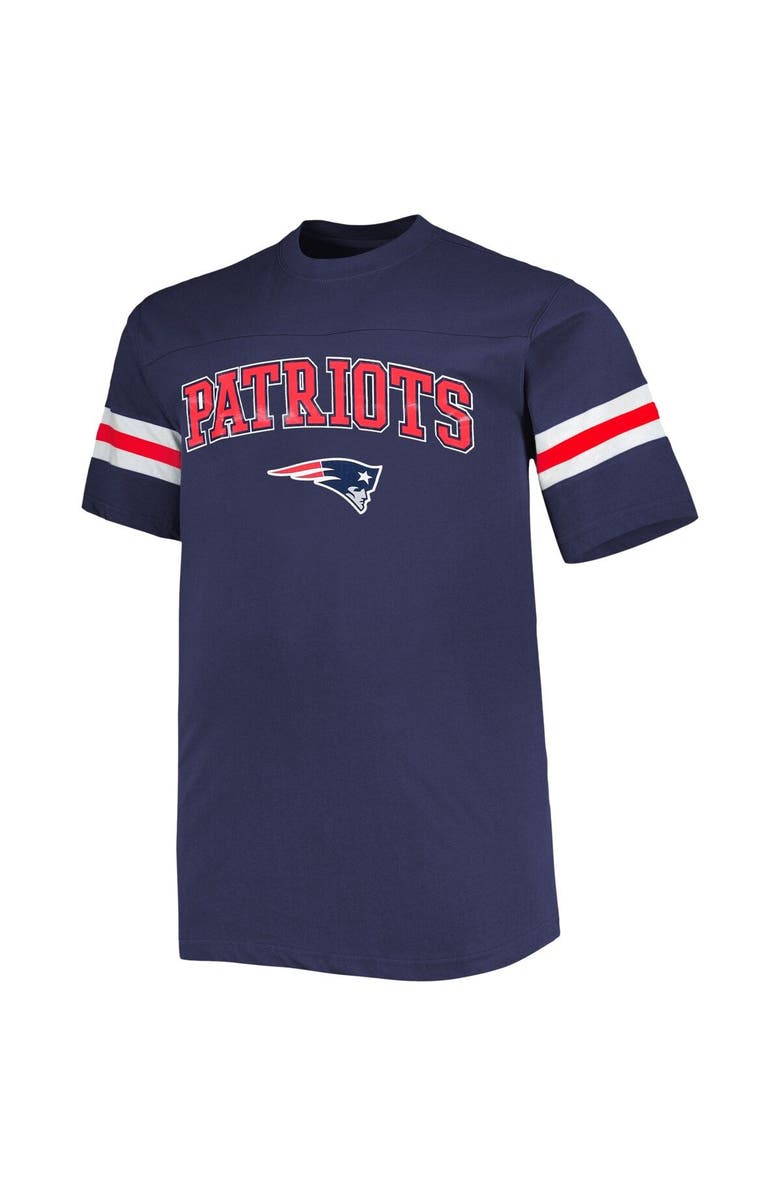 PROFILE Men's Navy New England Patriots Big & Tall Arm Stripe T-Shirt, Alternate, color, Navy