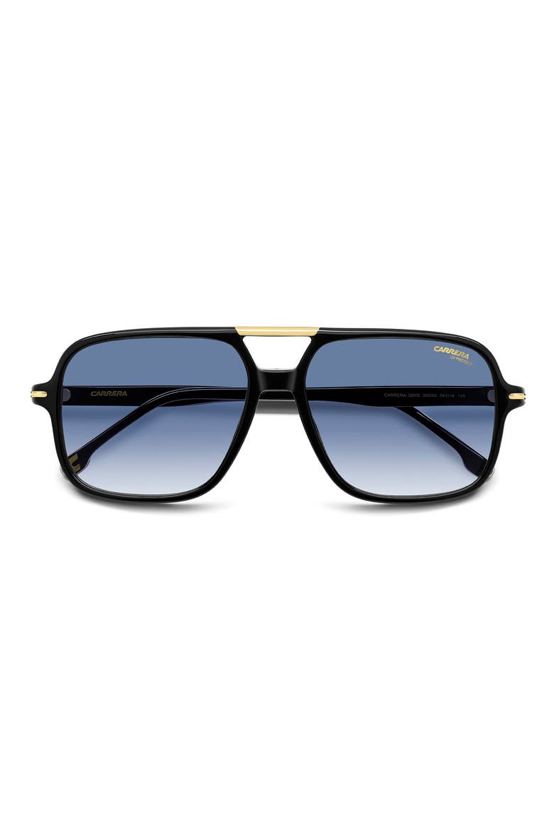 58mm Navigator Sunglasses, Alternate, color, BLACK GOLD/ DARK BLUE SF
