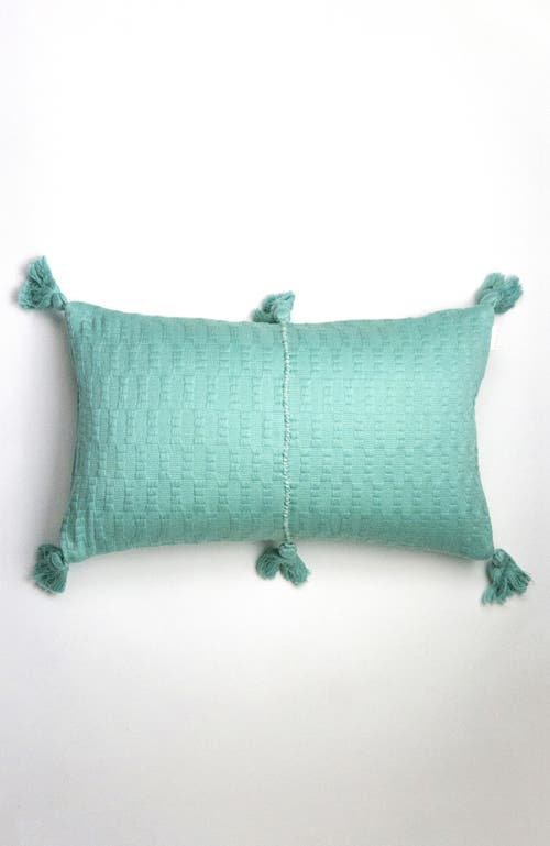 Archive New York Antigua Classic Solid Handwoven Cotton Throw Pillow In Faded Aqua