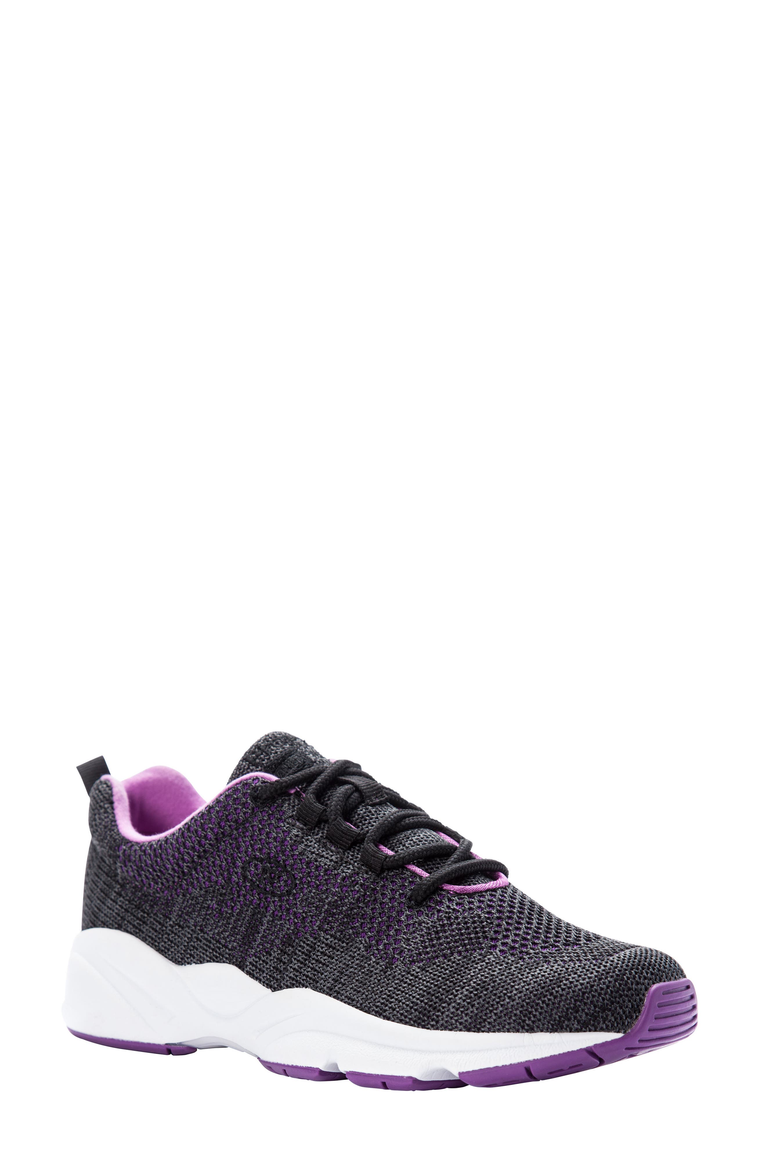 Propét Stability Fly Sneaker, Main, color, Black/ Berry Fabric