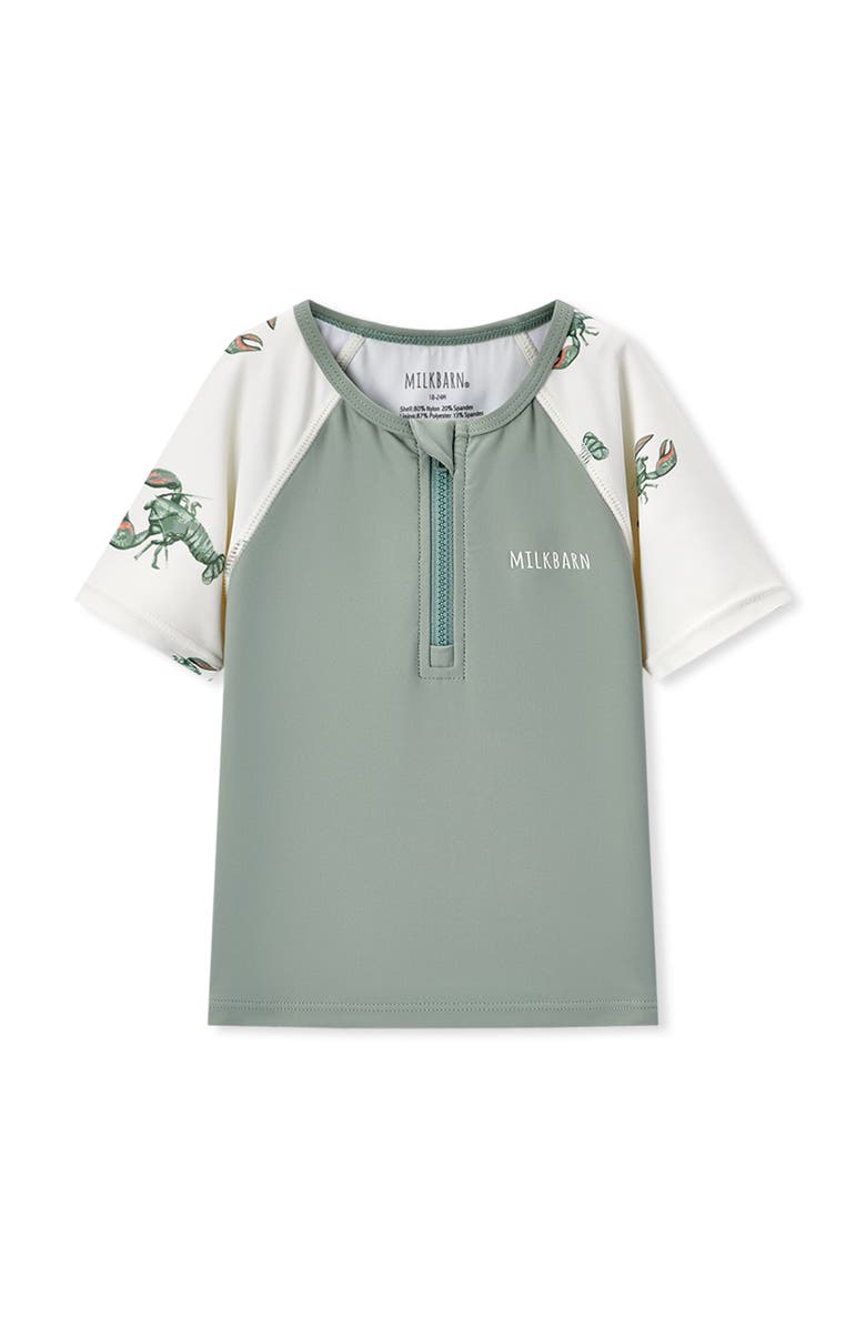 Milkbarn Zipper Top And Swim Trunks, Alternate, color, Mint Lobster