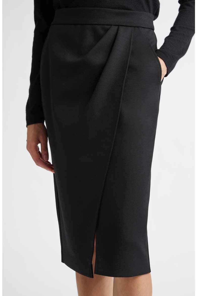 Fervida Drape Front Wool Skirt, Alternate, color, BLACK