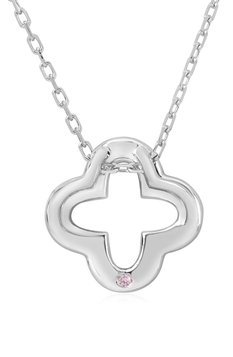 SUZY LEVIAN Sterling Silver CZ Clover Pendant Necklace, Alternate, color, 