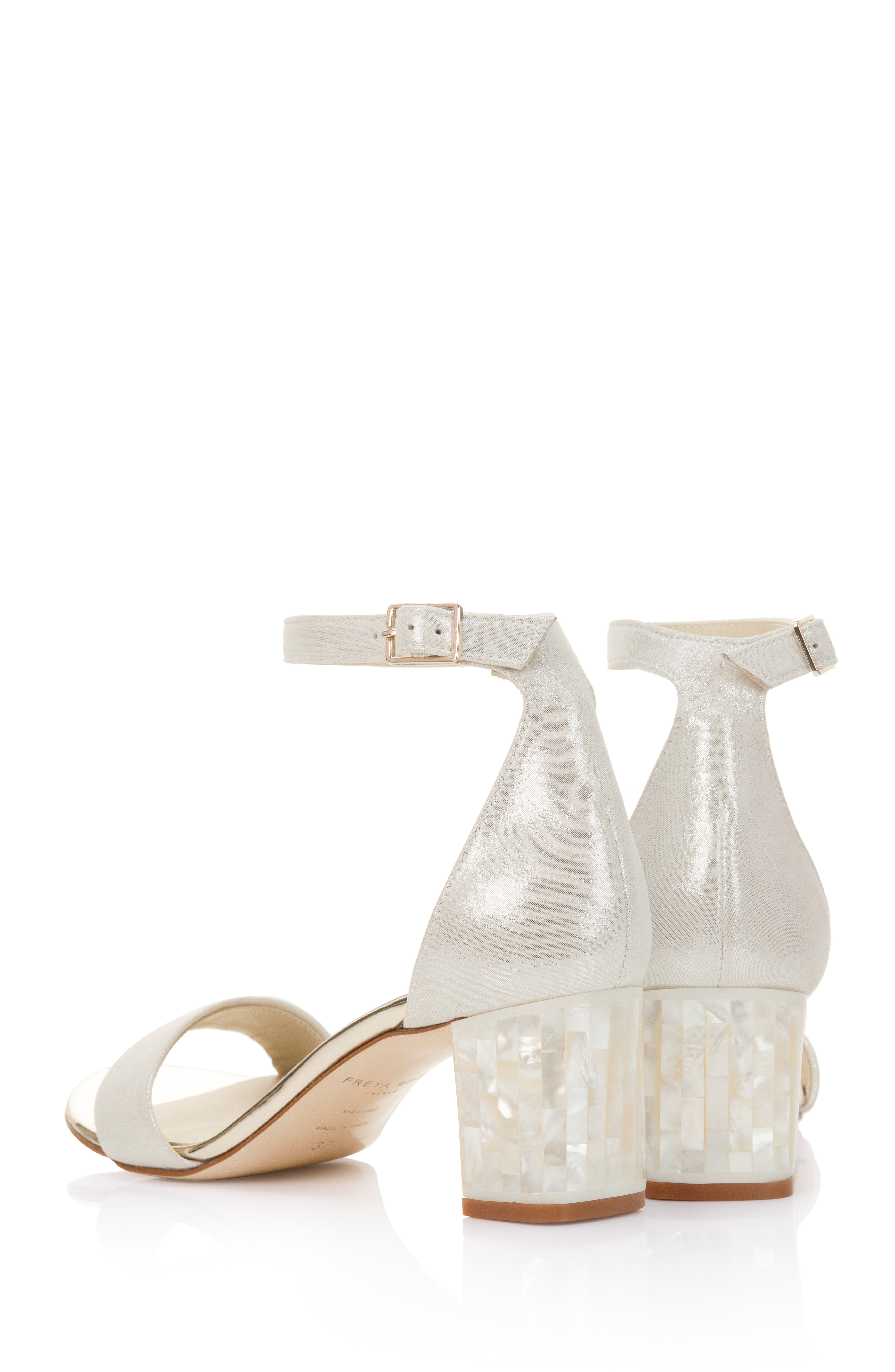 Freya Rose Martene Midi Ankle Strap Pearl Heel Sandal, Alternate, color, Champagne