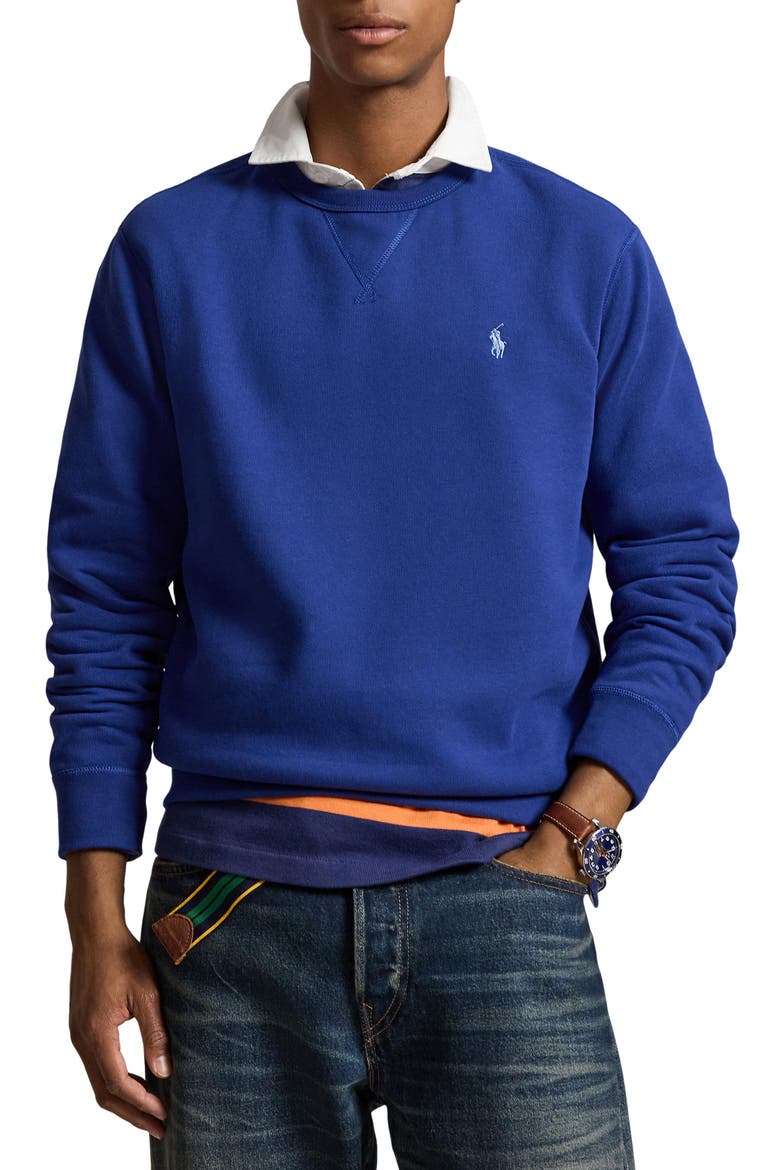 Crewneck Fleece Sweatshirt, Main, color, BLUE