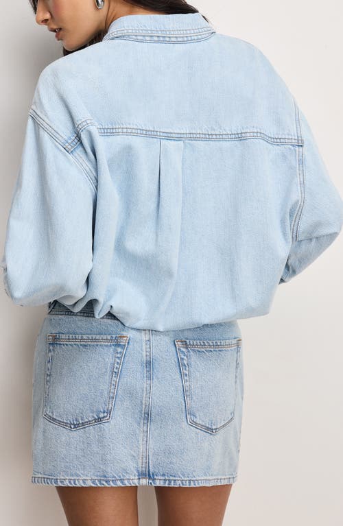 Good American Denim Long Sleeve Shirt Dress In Indigo795 In Blue