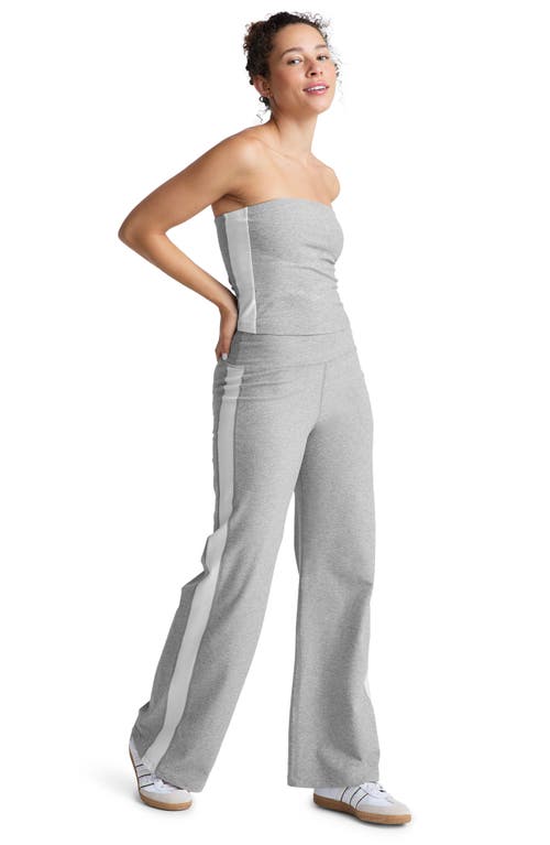 Beyond Yoga Space Dye Laid Back Stripe Pants In Silver Mist/cloud White