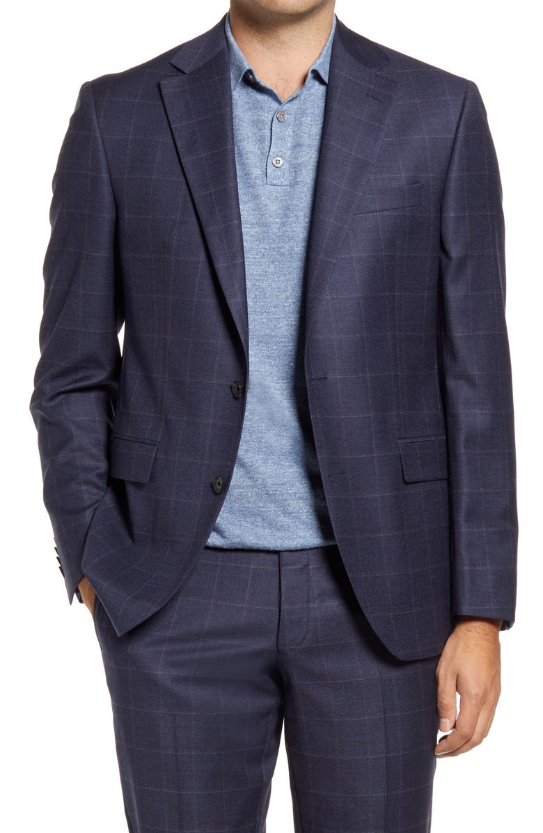 Jack Victor Esprit Contemporary Fit Navy Windowpane Check Wool Suit, Alternate, color, 