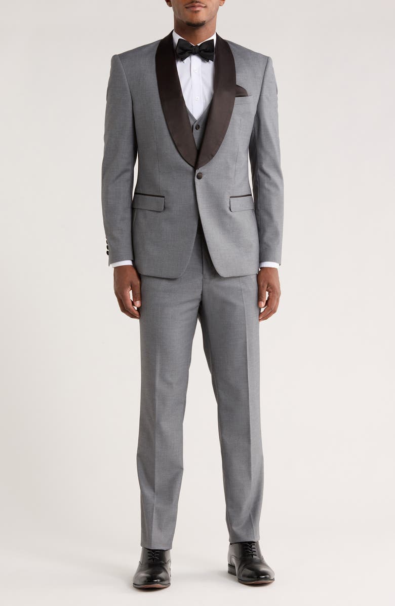 ZEGARIE Gray Shawl Collar 3-Piece Tuxedo, Main, color, Mid Grey