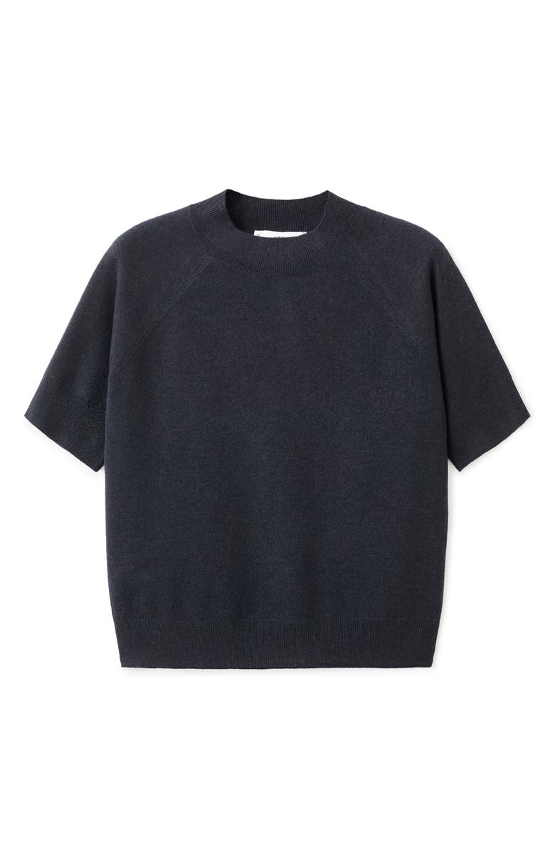 MANGO Short Sleeve Sweater, Alternate, color, Navy