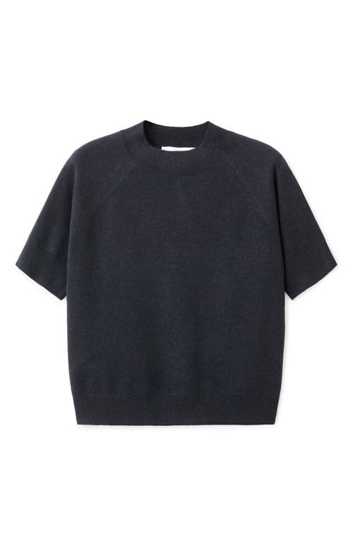 Mango Short Sleeve Sweater In Blue