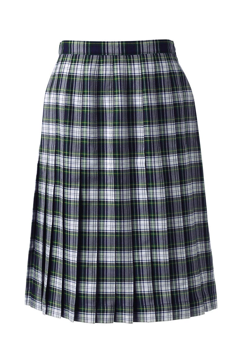 School Uniform  Plaid Pleated Skirt Below the Knee, Alternate, color, White Plaid