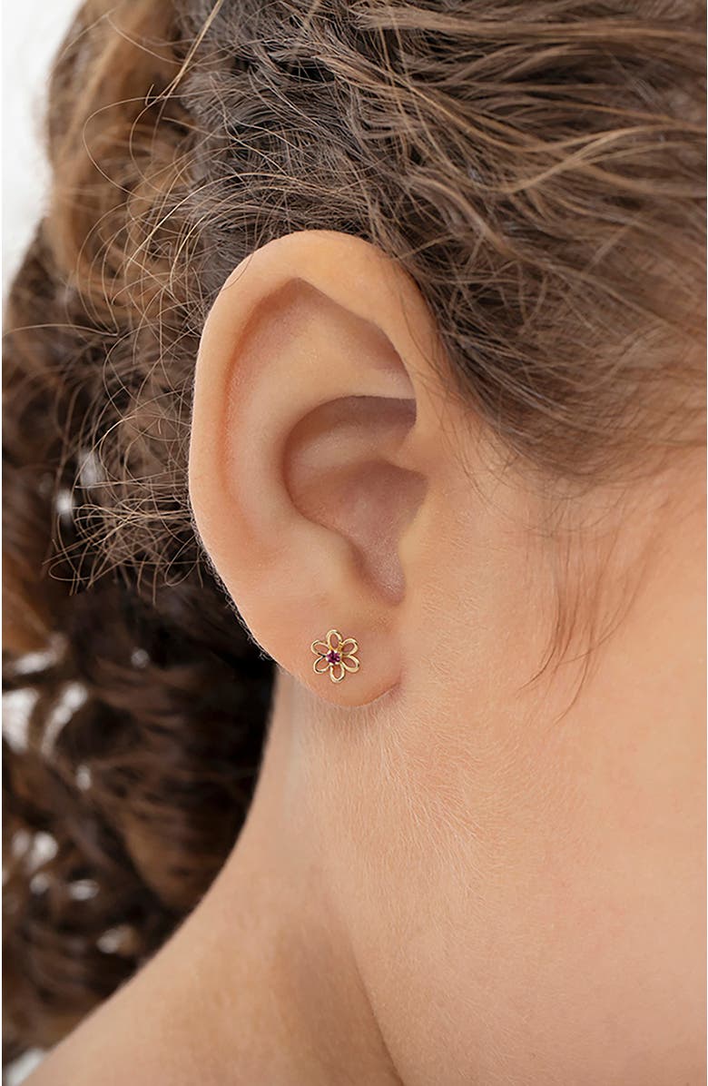 In Season Jewelry 14k Jeweled Open Flower Earrings, Alternate, color, Pink