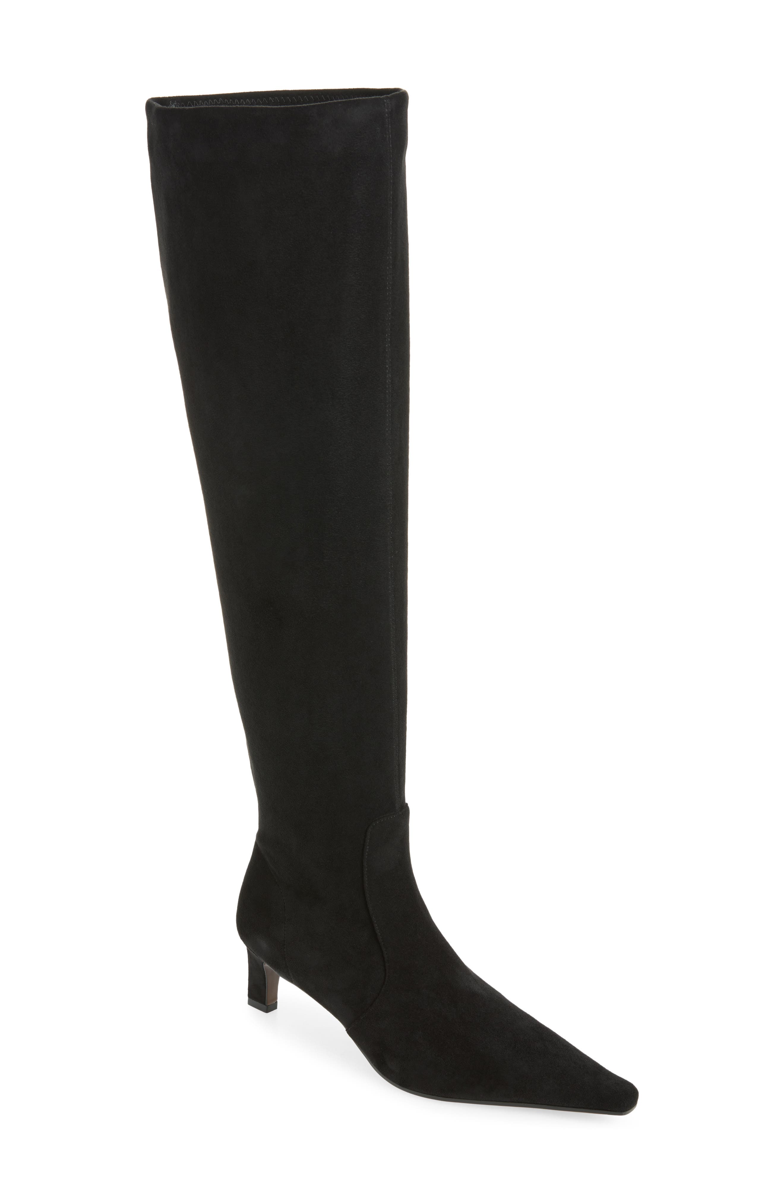 Liminal Pointed Toe Boot, Main, color, BLACK SUEDE