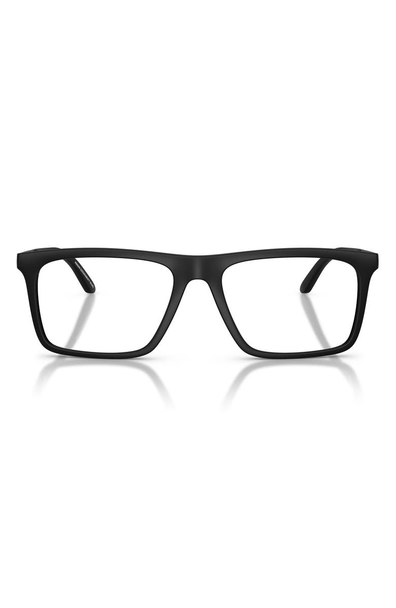 Emporio Armani 55mm Square Optical Glasses, Main, color, Matte Black / Demo Lens