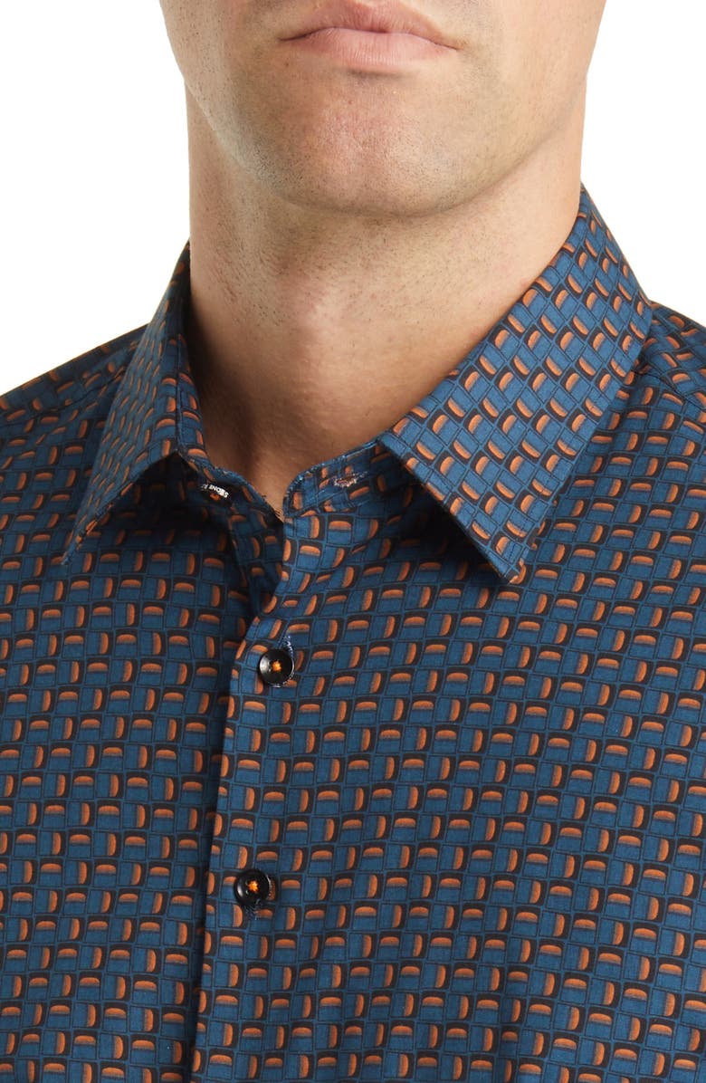 Stone Rose Scotch Print Stretch Woven Button-Up Shirt, Alternate, color,