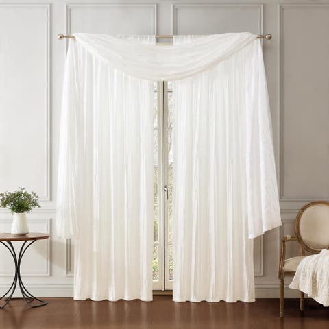 Athena Faux Silk Window Curtain And Scarf Set