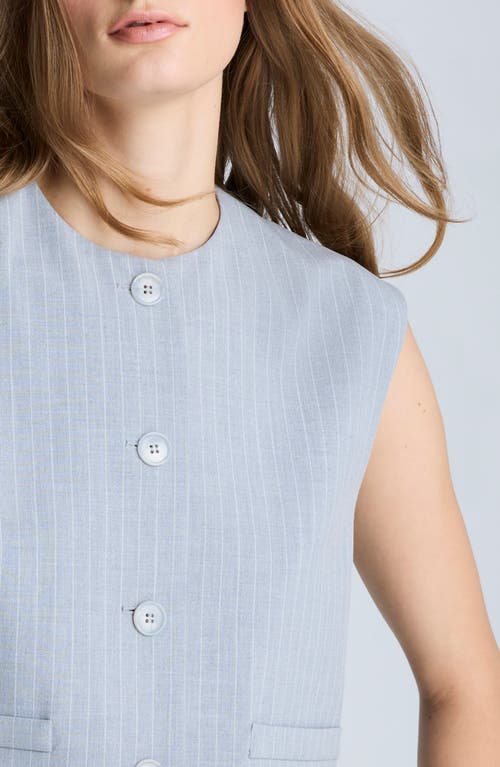 Kenneth Cole Pinstripe Boxy Crop Vest