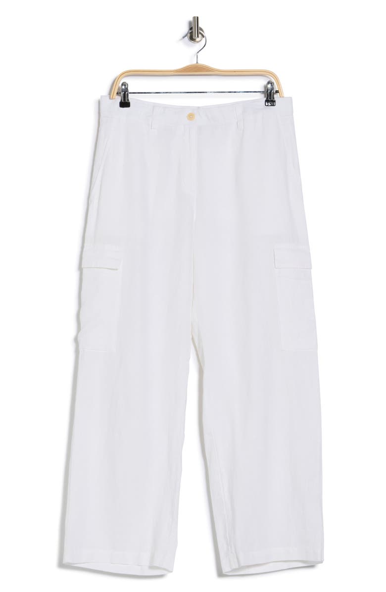 Eileen Fisher Wide Cargo Organic Linen Pants, Main, color, White