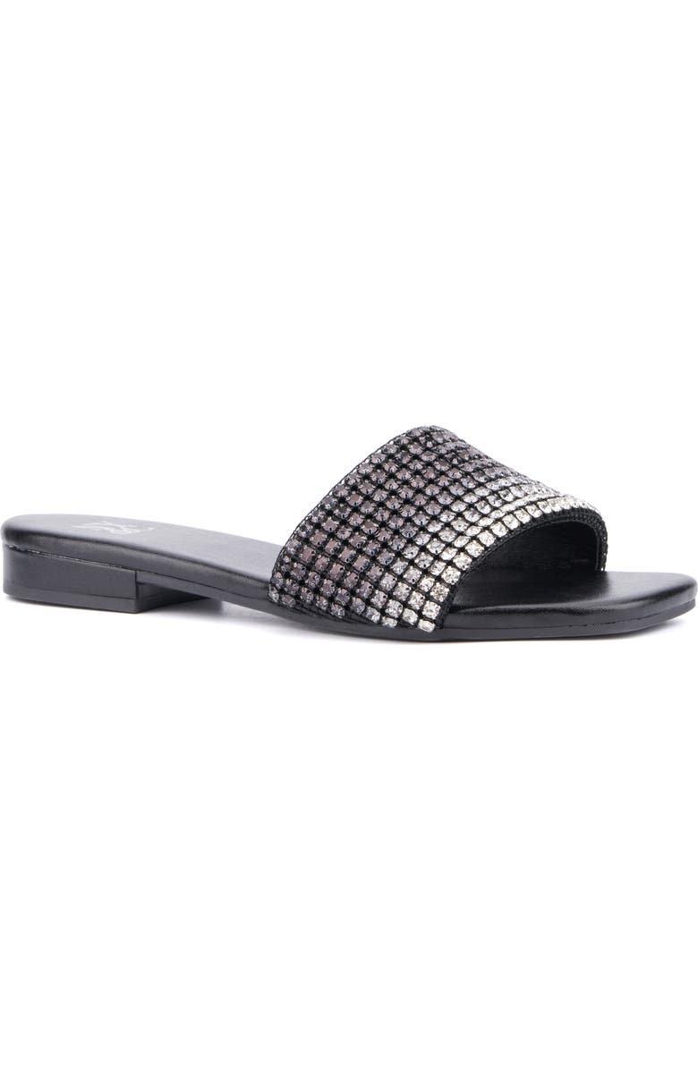 NEW YORK AND COMPANY Gracie Rhinestone Slide Sandal, Main, color,