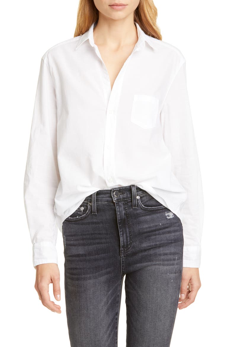Eileen Relaxed Button-Up Shirt, Main, color, WHITE