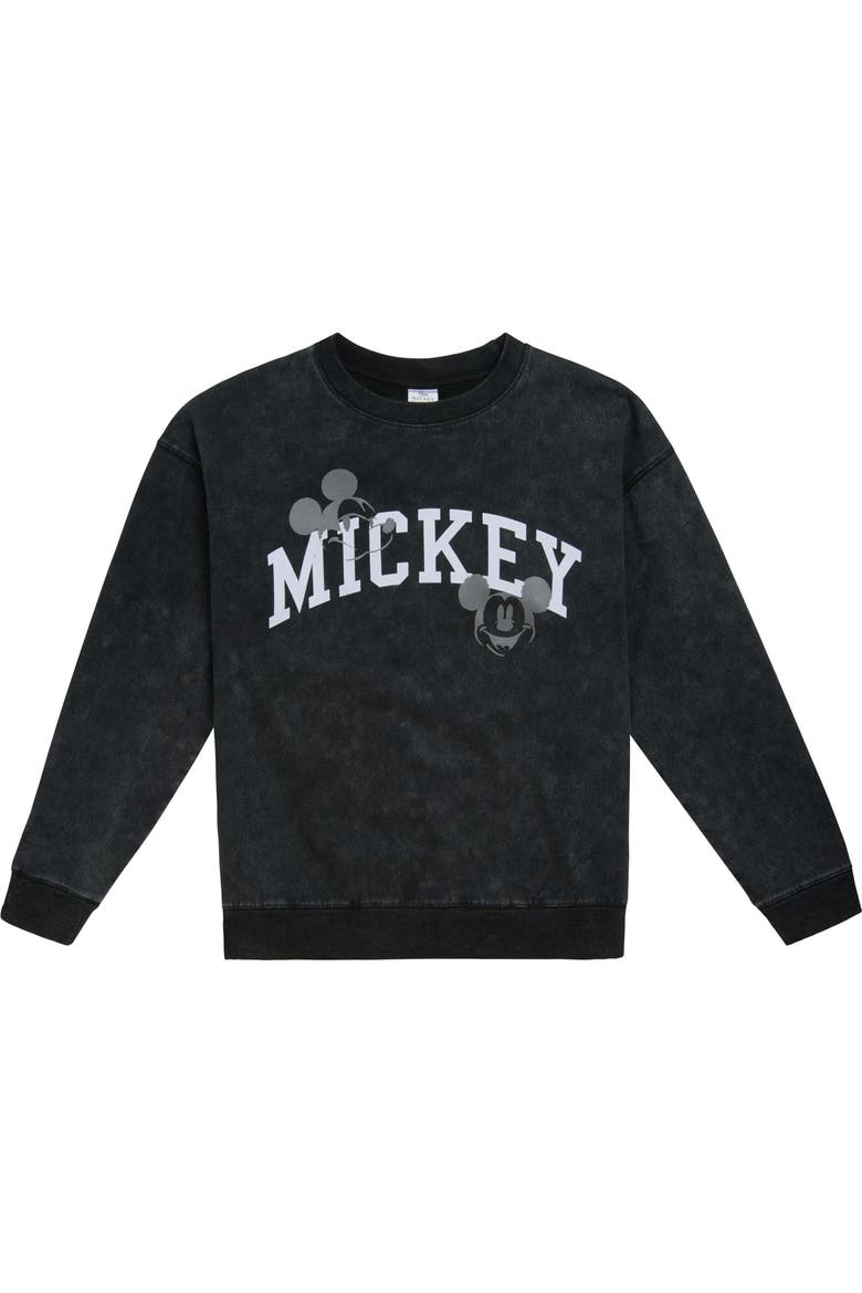 Mickey Mouse Mineral Wash French Terry Pullover Sweatshirt, Alternate, color, Washed Black Mickey
