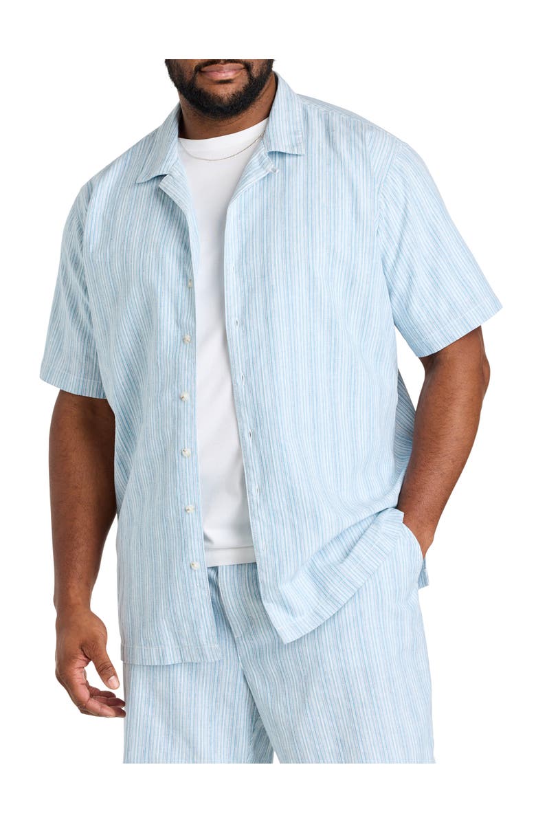 Oak Hill by DXL Big & Tall Striped Cabana Camp Shirt, Main, color, Blue Multi