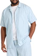 Oak Hill by DXL Big & Tall Striped Cabana Camp Shirt