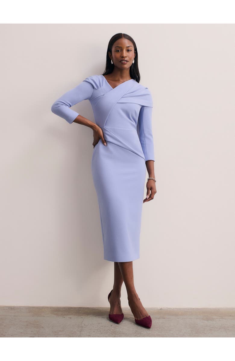 The Fold Iona Sculpt Crepe Dress, Main, color, Blue