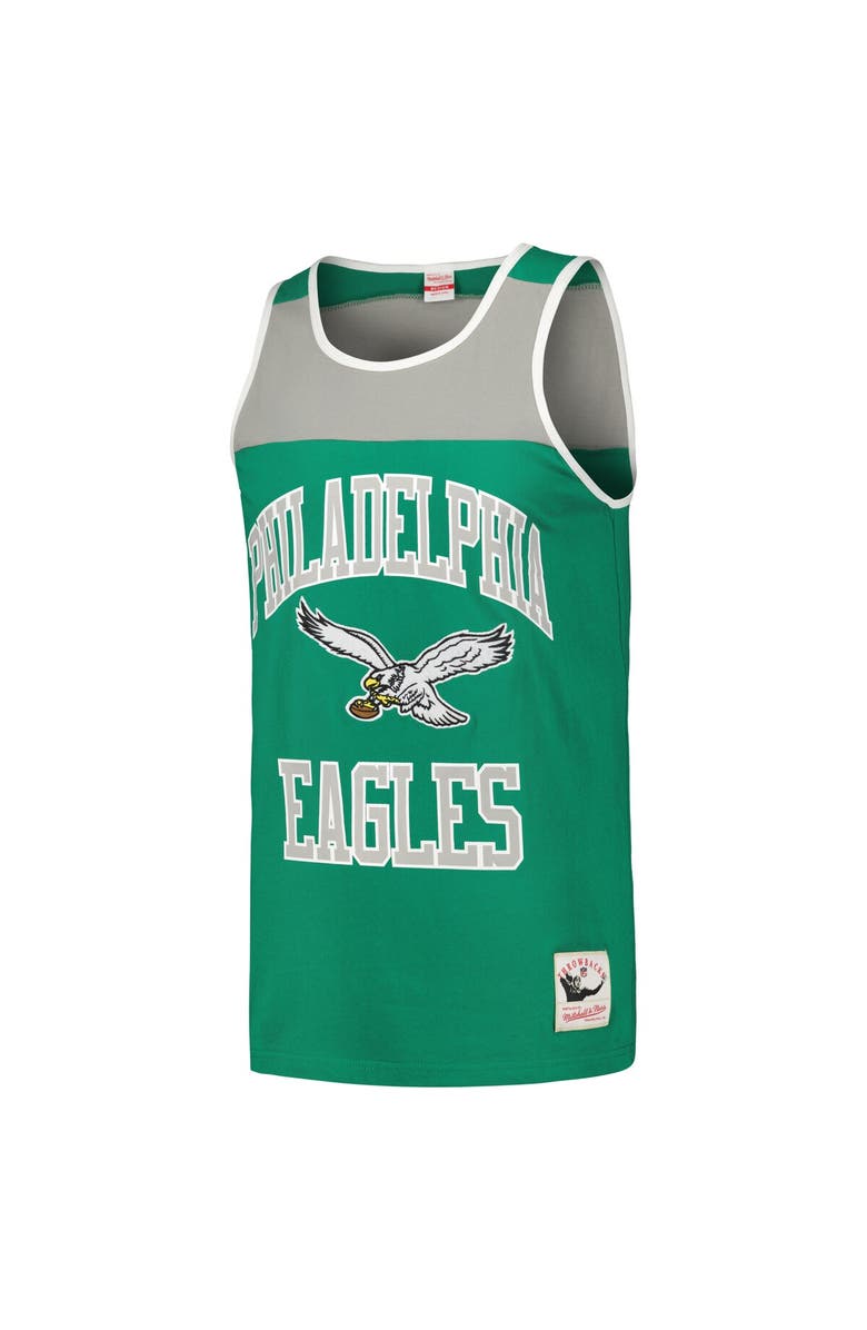 Mitchell & Ness Men's Mitchell & Ness Kelly Green/Silver Philadelphia Eagles Heritage Colorblock Tank Top, Alternate, color,
