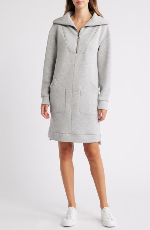 Half Zip Long Sleeve Sweatshirt Dress