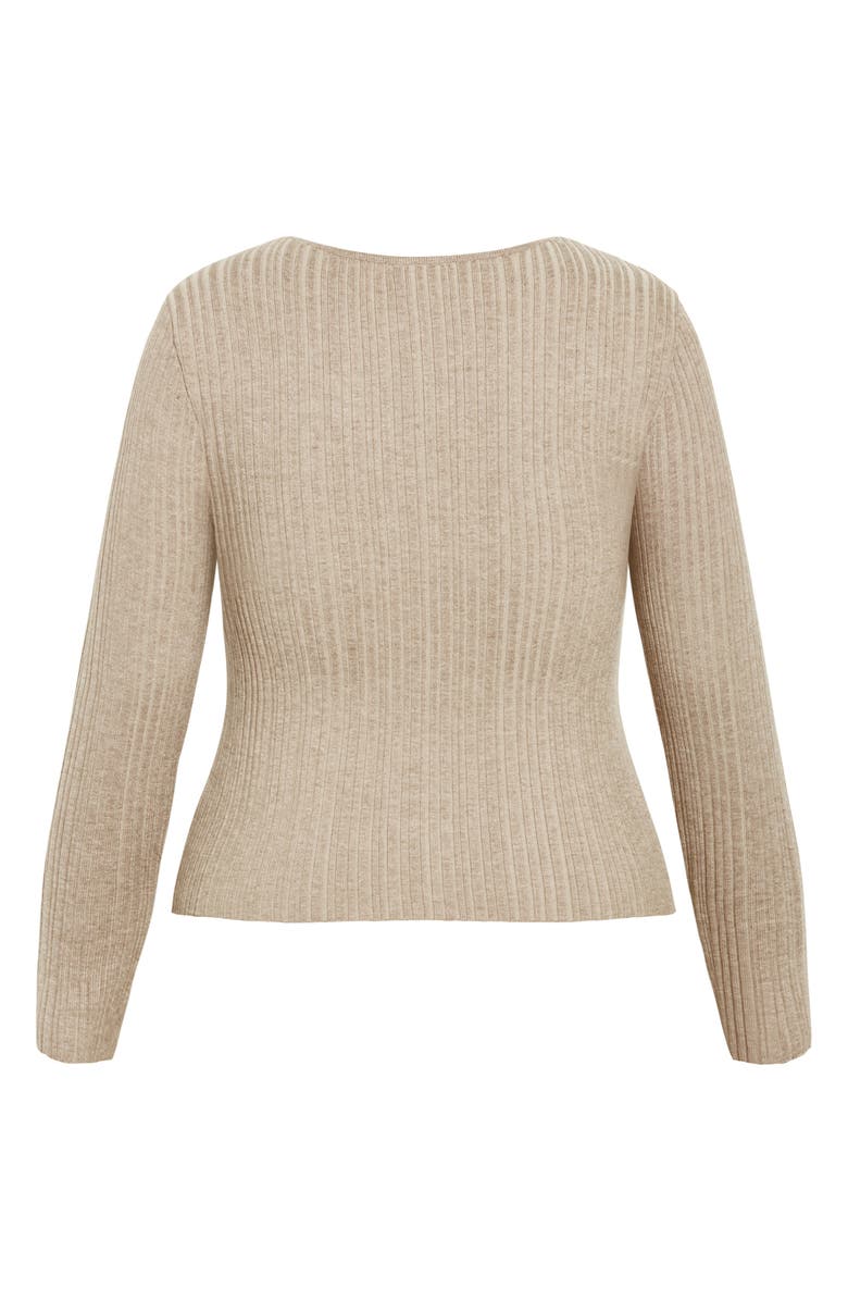 City Chic Tessa Cutout Rib Sweater, Alternate, color, Cream Marle